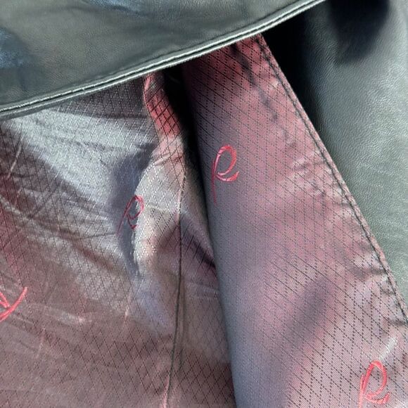 Remy Leather Vintage Black Lamb Leather Midi Diagonal Wrap Skirt Sz 10 - Picture 7 of 8